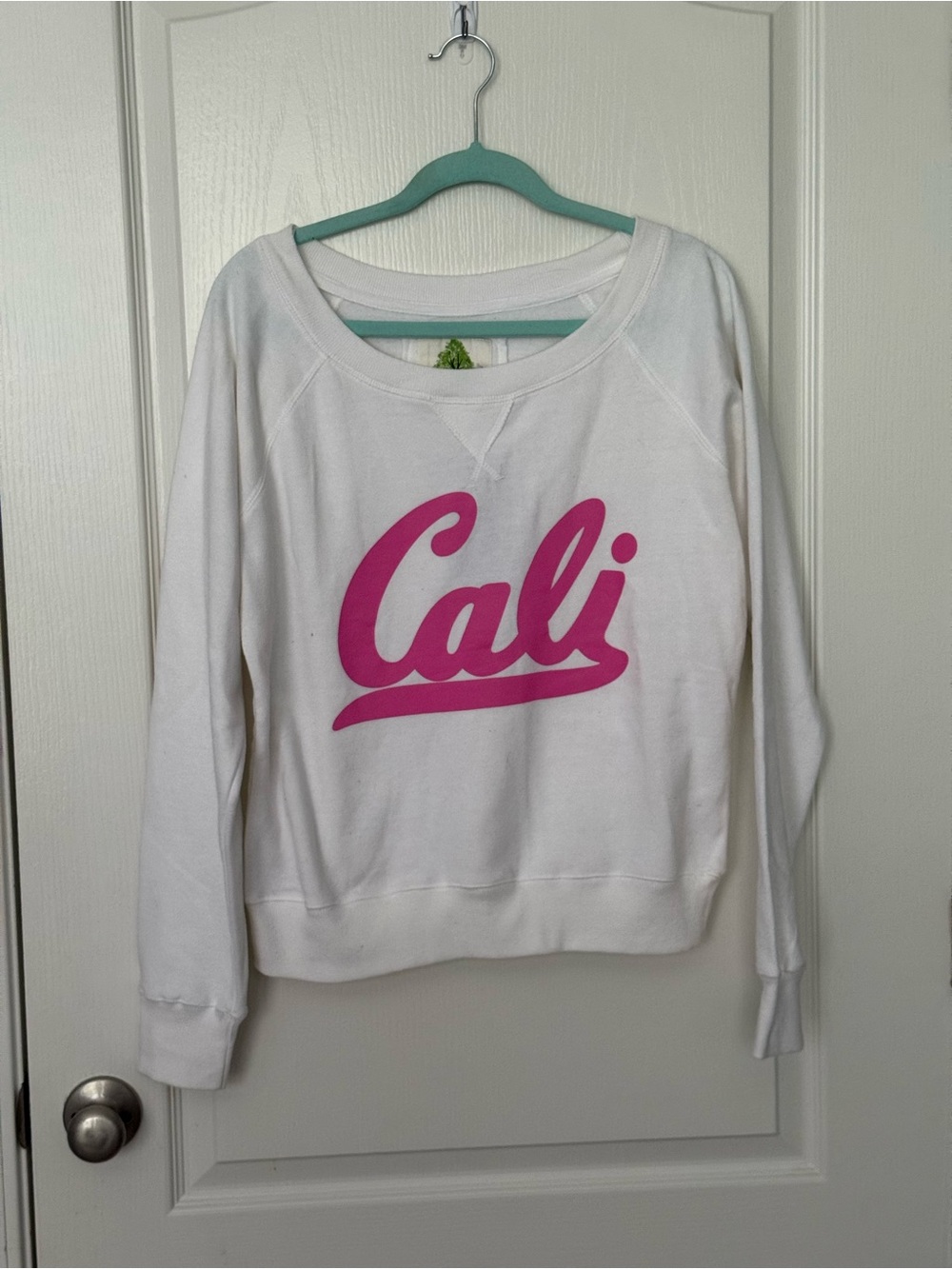 White 'Cali' Graphic Sweatshirt with Pink Logo